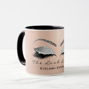 Eyelash Extention Beauty Grey Silver Eye Glitter Mug