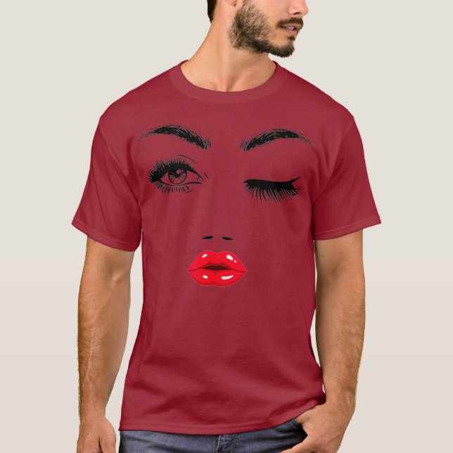 Eyelash Lipstick Red Lip Lash Artist Makeup T-Shirt (Front)