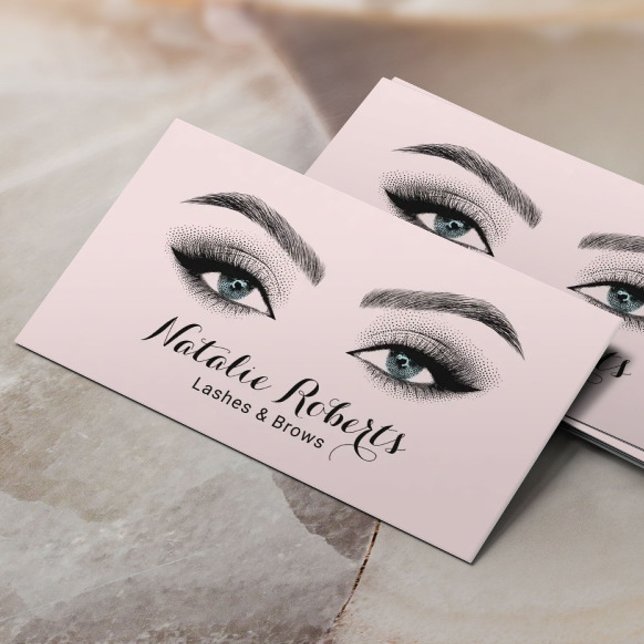 Eyelash Makeup Artist Beauty Salon Blush Pink Busi Business Card (Creator Uploaded)