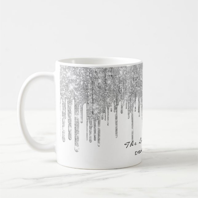 Eyelash Makeup Artist Bridal Sweet 16th SilverGray Coffee Mug (Left)