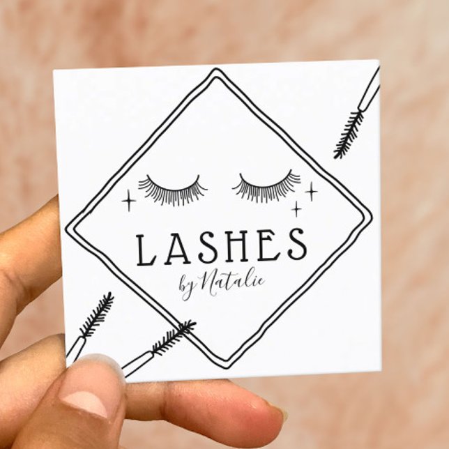 Eyelash Makeup Artist Cute Lash Logo Beauty Lounge Square Business Card (Creator Uploaded)