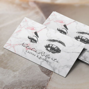 Eyelash Makeup Artist Modern Marble Beauty Salon Business Card