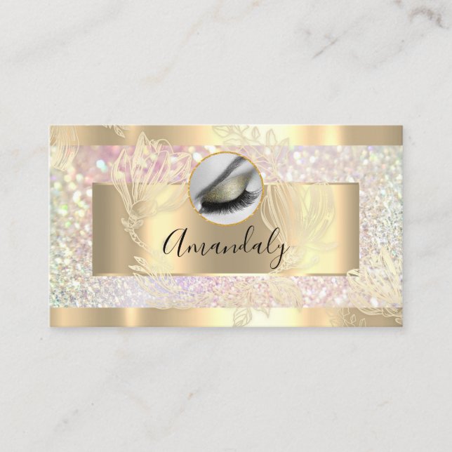  Eyelash Makeup Artist QR Code Logo Glitter  Business Card (Front)