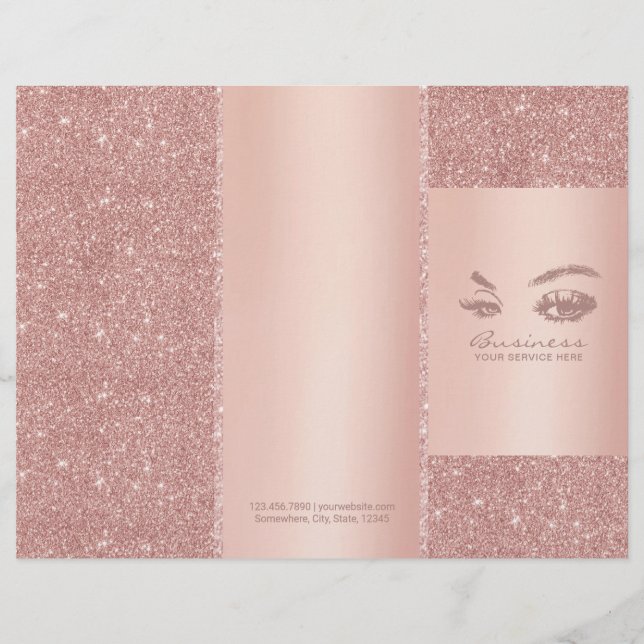 Eyelash Makeup Artist Rose Gold Salon Tri-Fold (Front)