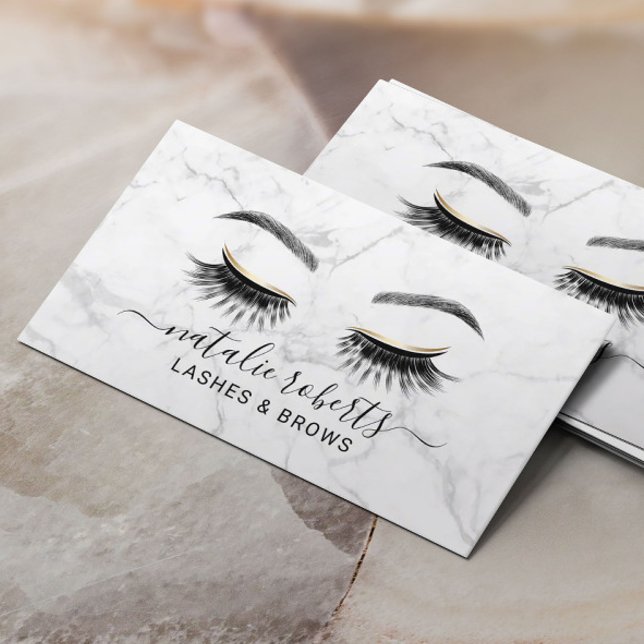 Eyelash Makeup Artist Trendy Marble Lash Salon Business Card (Creator Uploaded)