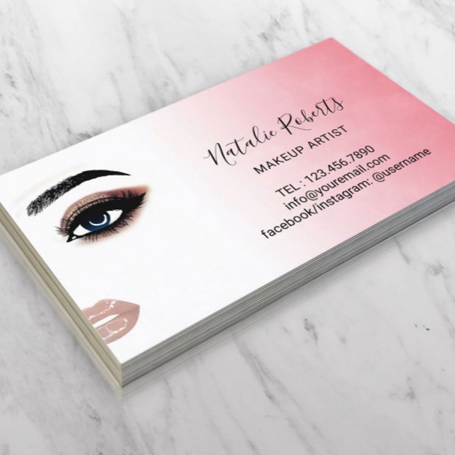 Eyelash Makeup Artist Watercolor Beauty Salon Business Card (Creator Uploaded)