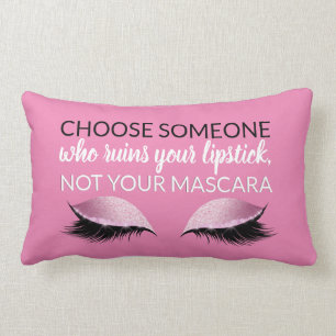 Eyelash Makeup Inspirational Girly Quote Pink Lumbar Cushion