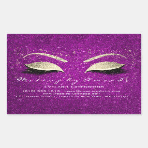 Eyelash Makeup RSVP Beauty Pink Gold Confetti Rectangular Sticker