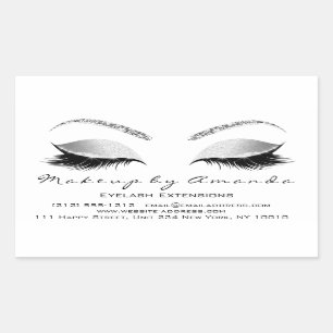 Eyelash Makeup RSVP Beauty White Grey Glitter Rectangular Sticker
