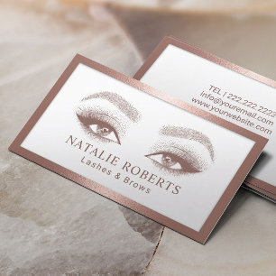 Eyelash Salon Lashes Makeup Artist Rose Gold Frame Business Card