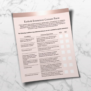 Eyelash Salon Liability Waiver Rose Gold Border Flyer