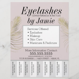 Eyelash Service Pink Gold Business Tear Off Strips Flyer