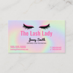 EyeLash Tech Lash Beauty Salon Holographic Rainbow Business Card