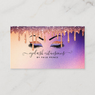 Eyelash Technician - Lash Stylist Glitter Drip Business Card