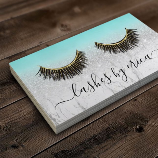 Eyelash Technician Turquoise Marble Lash Loyalty Card (Creator Uploaded)