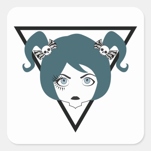 eyelashed lady square sticker (Front)