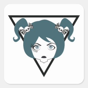 eyelashed lady square sticker
