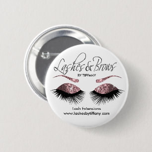 Eyelashes and Brows - Dusty Rose 6 Cm Round Badge