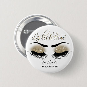 Eyelashes and Brows - Light Gold 6 Cm Round Badge