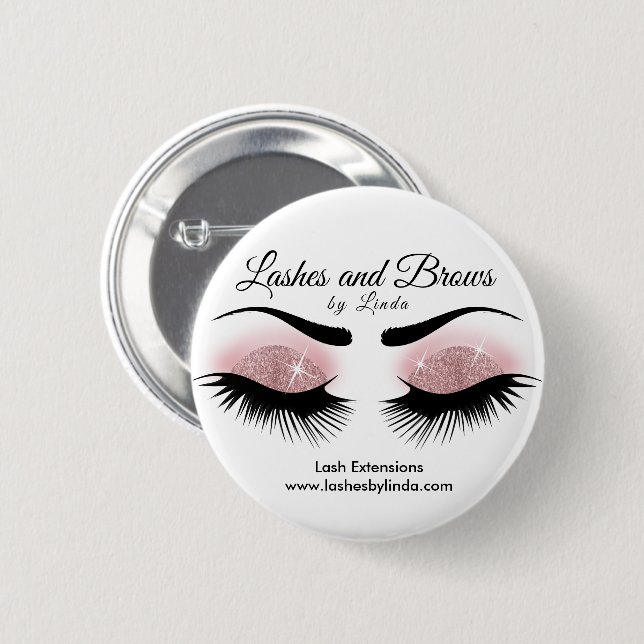 Eyelashes and Brows - Rose Gold 6 Cm Round Badge (Front & Back)