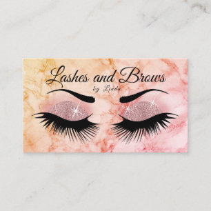 Eyelashes and Brows - Rose Gold Glitter & Marble Business Card