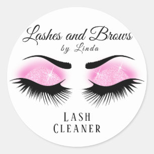Eyelashes Extension Cleaner Design - Pink Classic Round Sticker