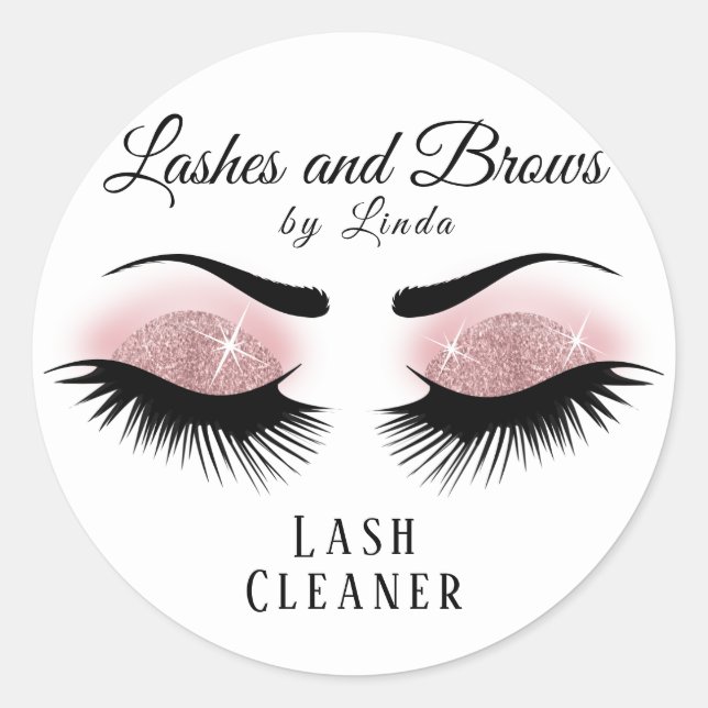 Eyelashes Extension Cleaner Design - Rose Gold Classic Round Sticker (Front)
