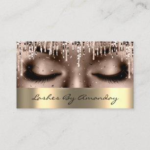 Eyelashes Extension Makeup Rose Gold Sepia Business Card