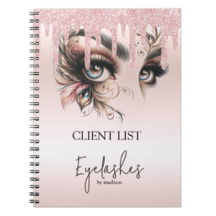 EyeLashes Glam Champagne Dripping Glitter Notebook