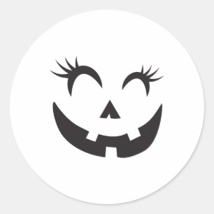 Eyelashes - Halloween Outfit Pumpkin Face Costume Classic Round Sticker