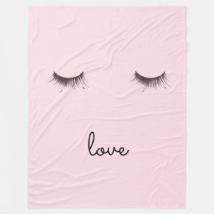 Eyelashes love fleece blanket