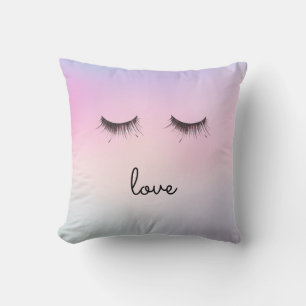 Eyelashes love Purple Pink Tie dye Cushion