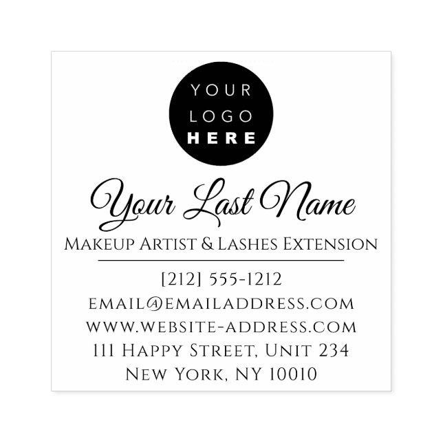 Eyelashes Makeup Artist Custom Logo Name Rubber Stamp (Imprint)