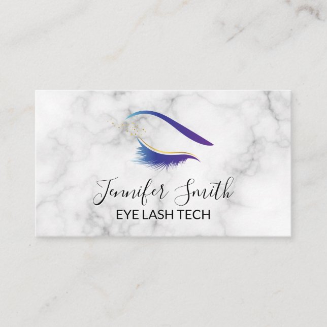 Eyelashes Makeup Artist Marble Loyalty Card (Front)
