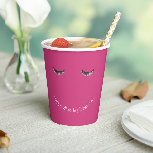 Eyelashes Pink Birthday with Smile Paper Cups (Insitu)