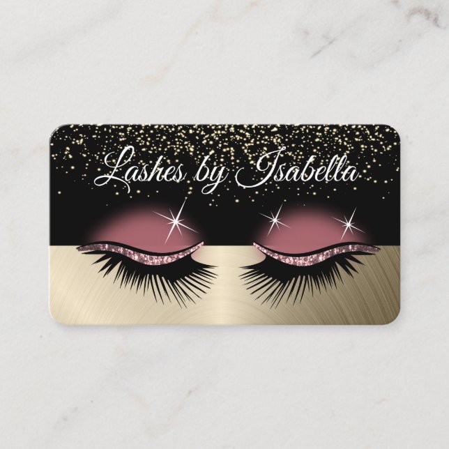 Eyelashes - Rose Gold Glitter  Business Card (Front)