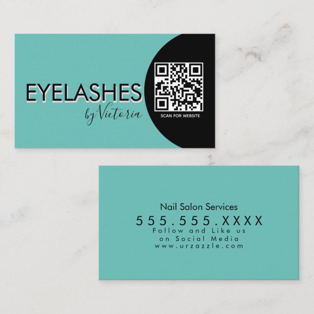  Eyelashes Salon Beauty  Eyelashes QR CODE   Business Card (Front/Back)
