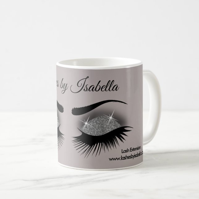 Eyelashes - Smokey Grey SIlver Coffee Mug (Front Right)