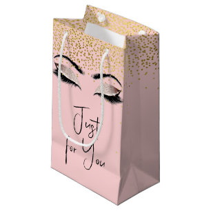 Eyelashes with Gold Glitter   Small Gift Bag