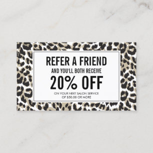 Eyelashes with Leopard Print Salon Referral Card