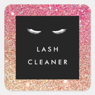 Eyelashes with Red/Bronze Glitter Lash Cleaner Square Sticker