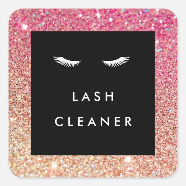 Eyelashes with Red/Bronze Glitter Lash Cleaner Square Sticker (Front)