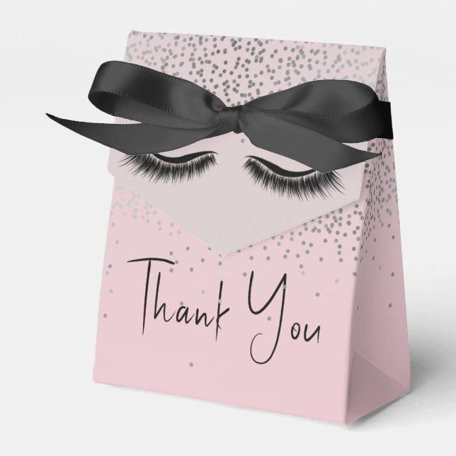 Eyelashes with Silver Glitter  Favour Box (Front Side)