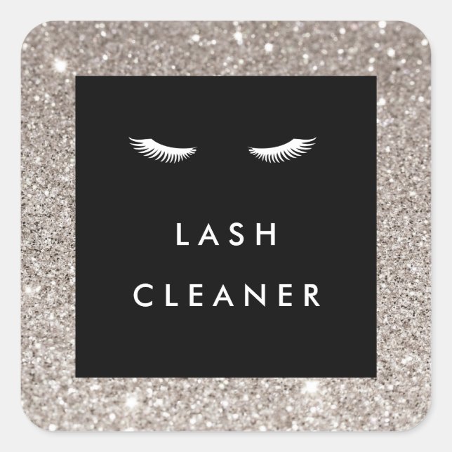 Eyelashes with Silver Glitter Lash Cleaner Square Sticker (Front)