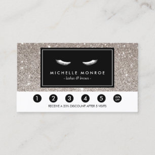 Eyelashes with Silver Glitter Loyalty Punch Card
