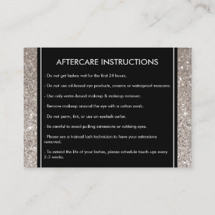 Eyelashes with Silver Glitter Salon Aftercare Card