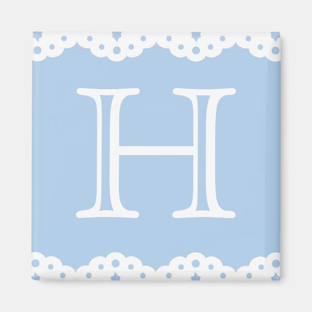 Eyelet Lace on Blue Square Magnet (Front)