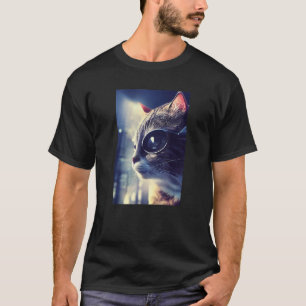 Eyepatch Cat Kitty Pet Animal Cyborg Robot T-Shirt