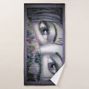 Eyes Behind Oriental Fan    Bath Towel