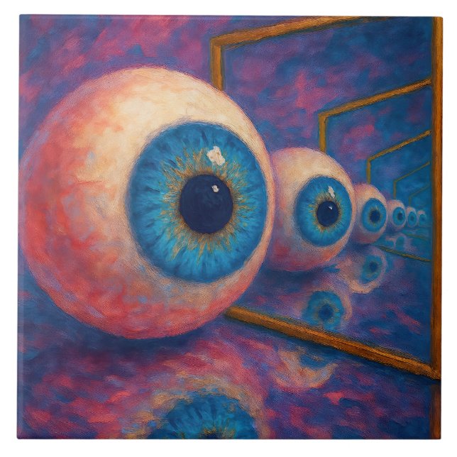 “Eyes Beyond Forever" - A Surreal Portrait Ceramic Tile (Front)